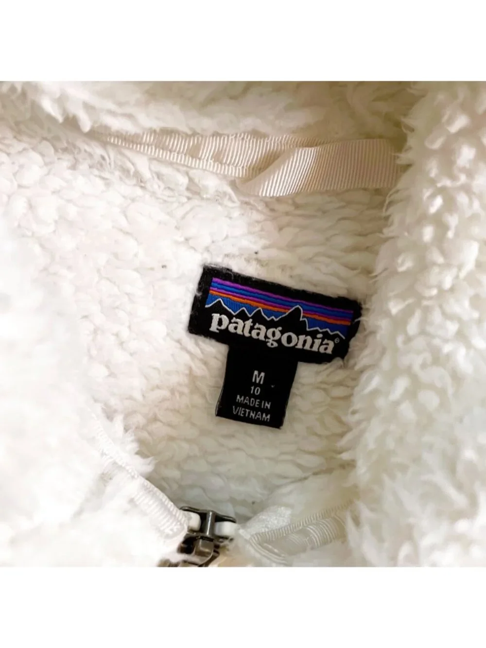 Patagonia White Los Gatos Full Zip Hoodie, Size 10 (M)